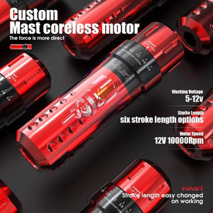 Planet Gates Mast Adjustable Stroke Permanent Makeup Tattoo Pen Machine RCA Interface Professional Coreless Motor Tattoo Rotary Machine