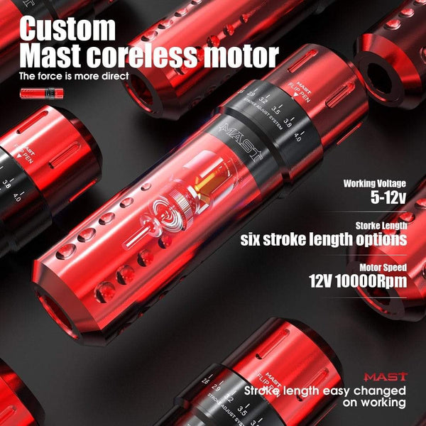 Planet Gates Mast Adjustable Stroke Permanent Makeup Tattoo Pen Machine RCA Interface Professional Coreless Motor Tattoo Rotary Machine