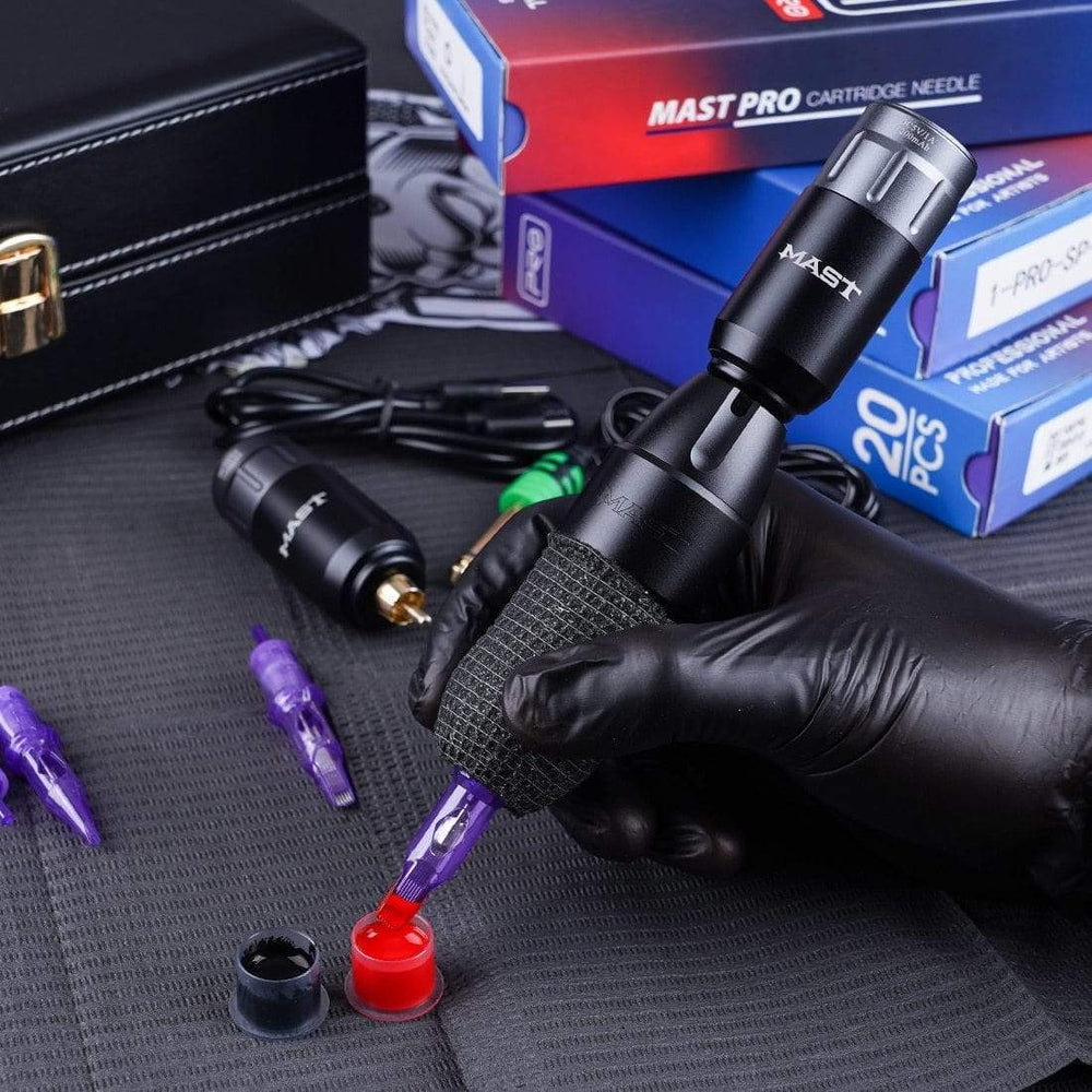 Planet Gates Mast Tour Pro Coreless Motor Permanent Tattoo Rotary Pen Wireless Machine Kit with Two Batteries Mast Pro Needles Cartridge Set