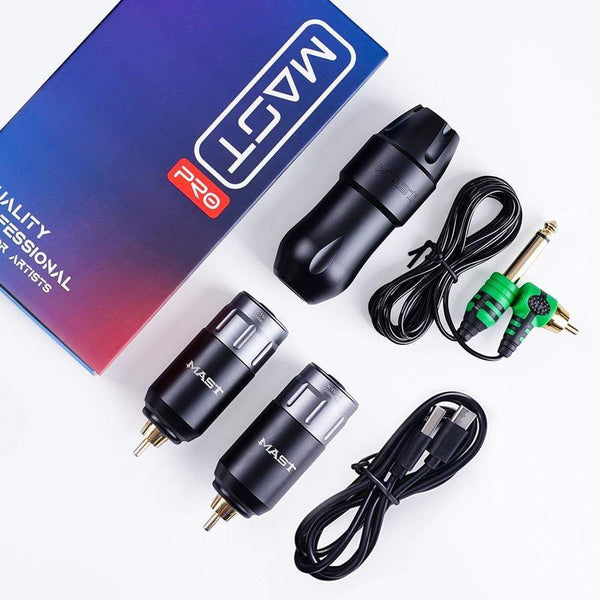 Planet Gates Mast Tour Pro Coreless Motor Permanent Tattoo Rotary Pen Wireless Machine Kit with Two Batteries Mast Pro Needles Cartridge Set