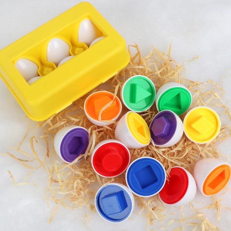 Planet Gates Matching Eggs 6pcs Set Color & Shape Recogin Sorter Puzzle Easter Game Early Learning Education Fine Motor Skill Montessori Toys