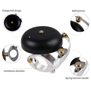 Planet Gates Matt Black Vintage Mini Bicycle Bell Ultralight Copper Safety Sound Cycling Bell Handlebar Horn Aluminum Alloy MTB Bike Bells