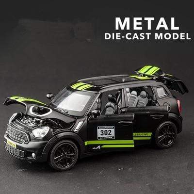 Planet Gates Matte black 1:32 BMW Mini Countryman Diecast Alloy Metal Car Model MINI Cooper Simulation Toy Car Model Sound Light Collection Children Gift