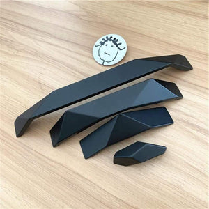 Design Matte Piano Black Solid Zinc Alloy Hole Pitch 32mm 192mm Geometric Design Modern Style Cabinet  Handle Door Pull
