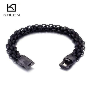 Planet Gates matte black / 22.5cm Italy Gold Stainless Steel Chain Link Bracelets For Men Fashion Male 22CM Magnetic Hand Chain Bracelets Jewelry