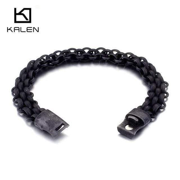 Planet Gates matte black / 22.5cm Italy Gold Stainless Steel Chain Link Bracelets For Men Fashion Male 22CM Magnetic Hand Chain Bracelets Jewelry