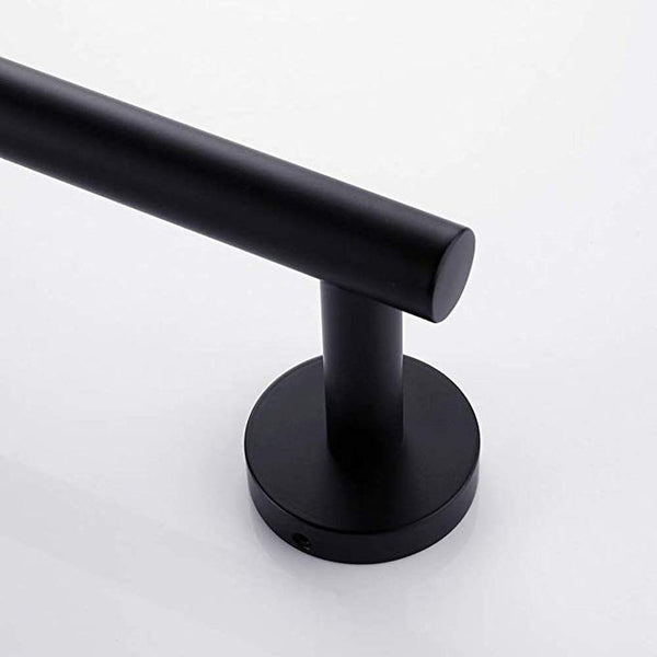 Planet Gates Matte Black 3-Piece Bathroom Accessories Set Stainless Steel Wall Mount - Includes 12" Towel Bar, Toilet Paper Holder, Robe Hook