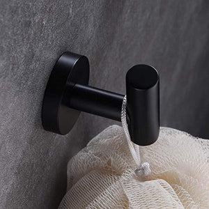 Planet Gates Matte Black 3-Piece Bathroom Accessories Set Stainless Steel Wall Mount - Includes 12" Towel Bar, Toilet Paper Holder, Robe Hook