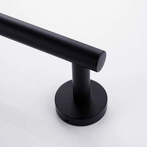 Planet Gates Matte Black 3-Piece Bathroom Accessories Set Stainless Steel Wall Mount - Includes 12" Towel Bar, Toilet Paper Holder, Robe Hook