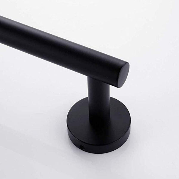 Planet Gates Matte Black 3-Piece Bathroom Accessories Set Stainless Steel Wall Mount - Includes 12" Towel Bar, Toilet Paper Holder, Robe Hook