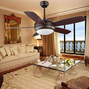 Planet Gates Matte black / 46 inch 48W Dimming / remote control Led ceiling lamp simple restaurant LED fan light bedroom living room led chandelier remote control home energy saving lamp