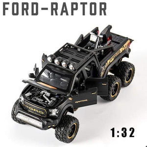 Planet Gates Matte black Diecast 1:24 Alloy Car Model Ford F150 Beast Raptor Off-Road Big Size Wheel Metal Vehicle Pull Back Gifts for Children Boys Toys