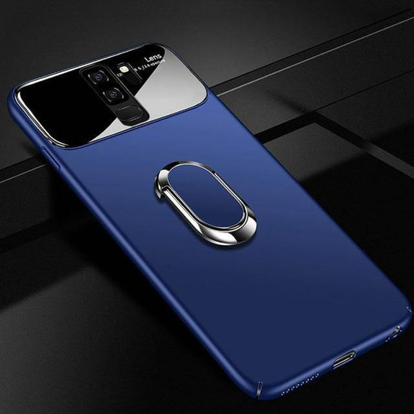Planet Gates Matte blue / For Samsung S9 ZNP Luxury Ring Stand Case For Samsung Galaxy S9 Plus Slim PC + Glass Holoder Glossy Cover Cases For Samsung S9 Plus Phone Case