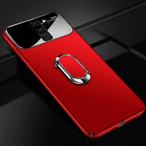 Planet Gates Matte red / For Samsung S9 ZNP Luxury Ring Stand Case For Samsung Galaxy S9 Plus Slim PC + Glass Holoder Glossy Cover Cases For Samsung S9 Plus Phone Case