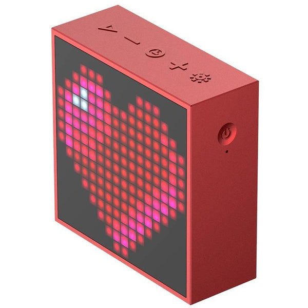 Planet Gates Matte red Timebox Evo Bluetooth Portable Speaker With Clock Alarm Programmable LED Display For Pixel Art Creation Unique Gift