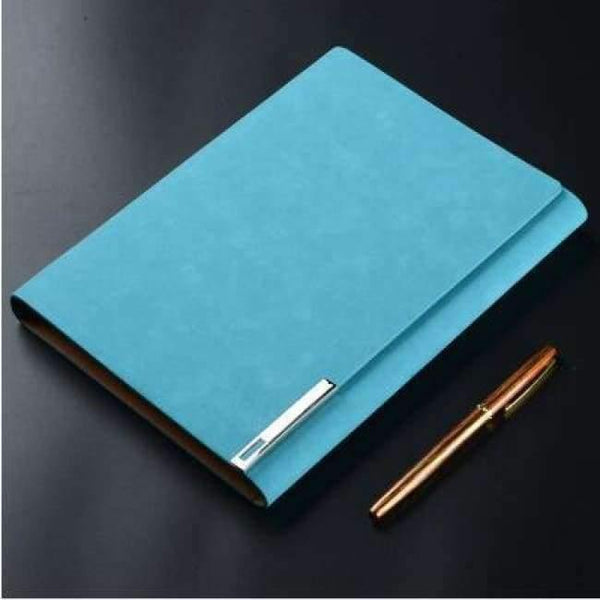 Planet Gates Matte Sky Blue Paperboat Vintage leather a5 loose leaf notebook logo custom stationery commercial rings notepad spiral travelers writing pads