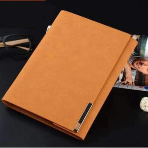 Planet Gates Mattee Orange Paperboat Vintage leather a5 loose leaf notebook logo custom stationery commercial rings notepad spiral travelers writing pads