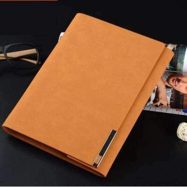 Planet Gates Mattee Orange Paperboat Vintage leather a5 loose leaf notebook logo custom stationery commercial rings notepad spiral travelers writing pads