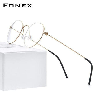 Planet Gates matter gold Titanium Glasses Frame Women Prescription Eyeglasses Men New Korean Myopia Optical Frames Morten Screwless Eyewear 7510