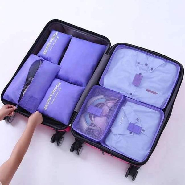 Planet Gates mauve pale 7Pcs/set Trip Luggage Organizer Polyester Portable Travel Partition Pouch Storage Bags Home Organization Accessories Supplies