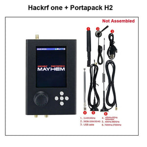 Planet Gates Mayhem Portapack H2 Hackrf One SDR Software Defined Radio 1MHz-6GHz Optional Metal Case Antennas kits DIY Fast Assemble