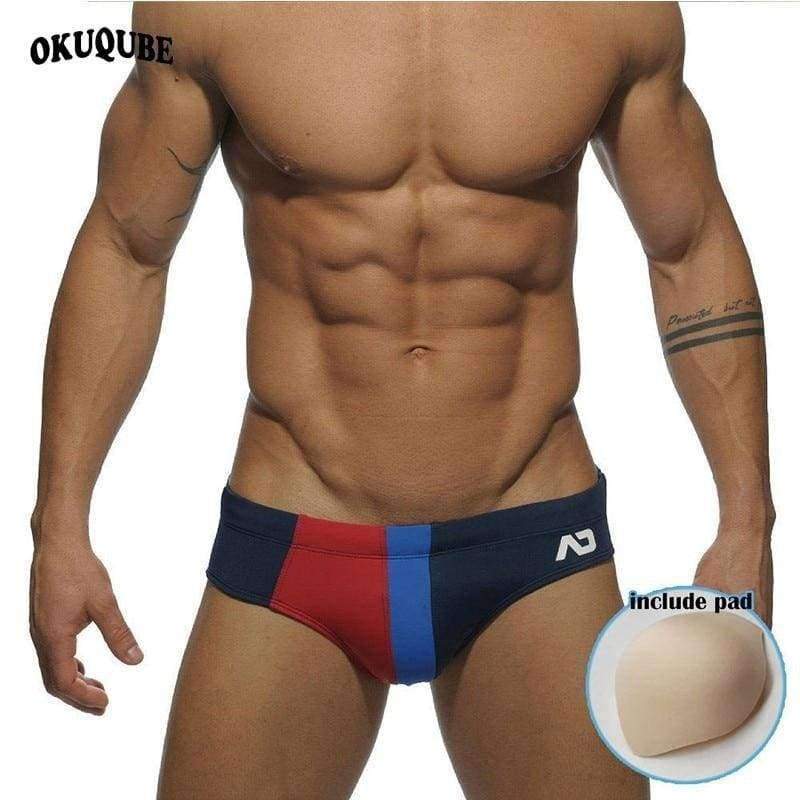 Planet Gates MB-005-BBW / XL Men's Briefs Triangle Trunks Padded Swimming Suit Sexy Low Waist Swimsuit Printed Beach Shorts XXL Swimwear For Men