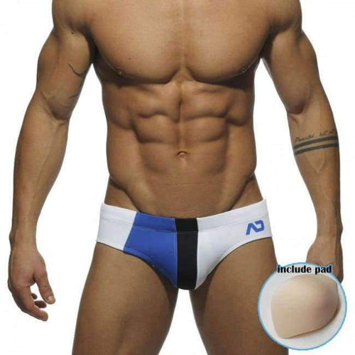 Planet Gates MB-005-BBW / XL Men's Briefs Triangle Trunks Padded Swimming Suit Sexy Low Waist Swimsuit Printed Beach Shorts XXL Swimwear For Men