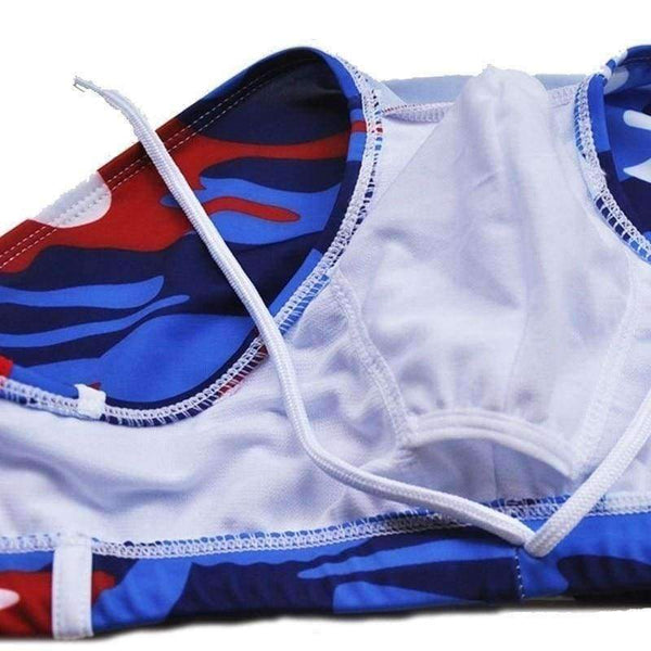 Planet Gates MB-005-BBW / XL Men's Briefs Triangle Trunks Padded Swimming Suit Sexy Low Waist Swimsuit Printed Beach Shorts XXL Swimwear For Men