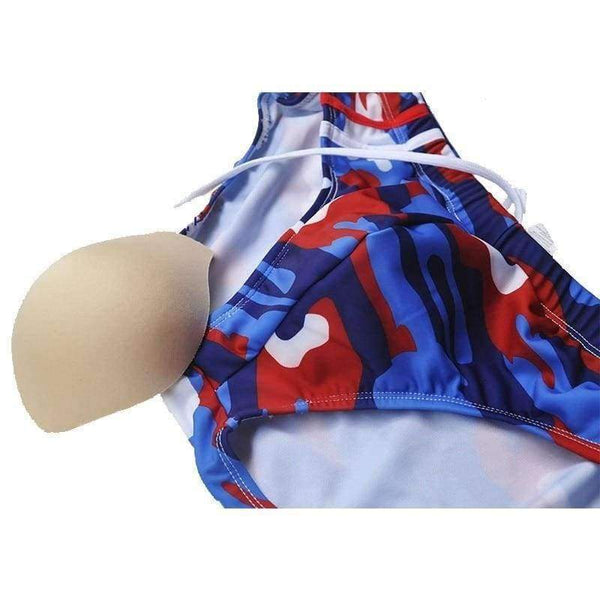 Planet Gates MB-005-BBW / XL Men's Briefs Triangle Trunks Padded Swimming Suit Sexy Low Waist Swimsuit Printed Beach Shorts XXL Swimwear For Men