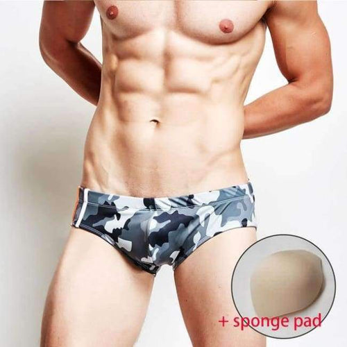Planet Gates MB-005-G2 / XL Men's Briefs Triangle Trunks Padded Swimming Suit Sexy Low Waist Swimsuit Printed Beach Shorts XXL Swimwear For Men