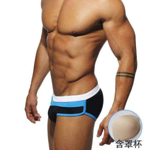 Planet Gates MB-005-WBB / XL Men's Briefs Triangle Trunks Padded Swimming Suit Sexy Low Waist Swimsuit Printed Beach Shorts XXL Swimwear For Men