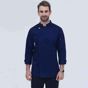 Planet Gates MBlue / L Food Service Long Sleeve Chef Jacket Professional Head Chef Uniform Restaurant Hotel Kitchen Grey Chef Uniform Chef Coat  B-6260