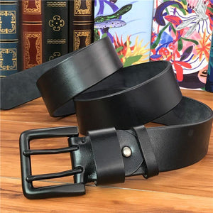 Wide 4.2CM Luxury Thick Genuine Leather Men Belt Double Buckle Belt Ceinture  Leather Belt Men Jeans Trouser Belt