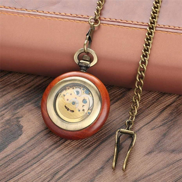 Planet Gates Mechancial Pocket Watch Automatic Self-Wind Pocket Pendant Clock Luxury Watch for Men Women with 30cm Bronze Chain