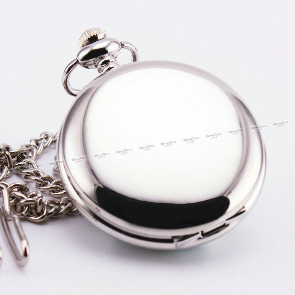 Planet Gates Mechanical Pocket Watch Textured Lid Silver Stainless-steel Case Stylish Roman Numeral Skeleton Dial