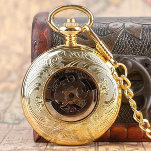 Planet Gates Mechanical Watch Chain Luxury Shield Case Skeleton Pendant Automatic Pocket Watch Men Women Roman Numeral Fob Watch