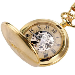 Planet Gates Mechanical Watch Chain Luxury Shield Case Skeleton Pendant Automatic Pocket Watch Men Women Roman Numeral Fob Watch