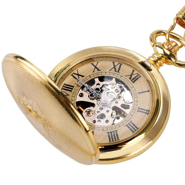 Planet Gates Mechanical Watch Chain Luxury Shield Case Skeleton Pendant Automatic Pocket Watch Men Women Roman Numeral Fob Watch