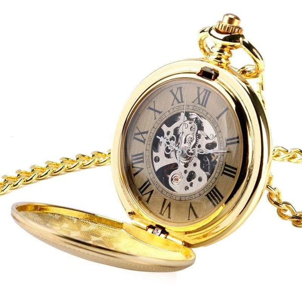 Planet Gates Mechanical Watch Chain Luxury Shield Case Skeleton Pendant Automatic Pocket Watch Men Women Roman Numeral Fob Watch