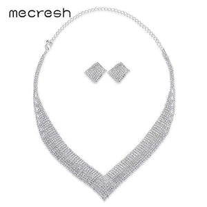 Planet Gates Mecresh Classic Crystal Wedding Jewelry Sets for Women Clear Geometric Rhinestone Necklace Set Bridal Engagement Jewelry MTL475