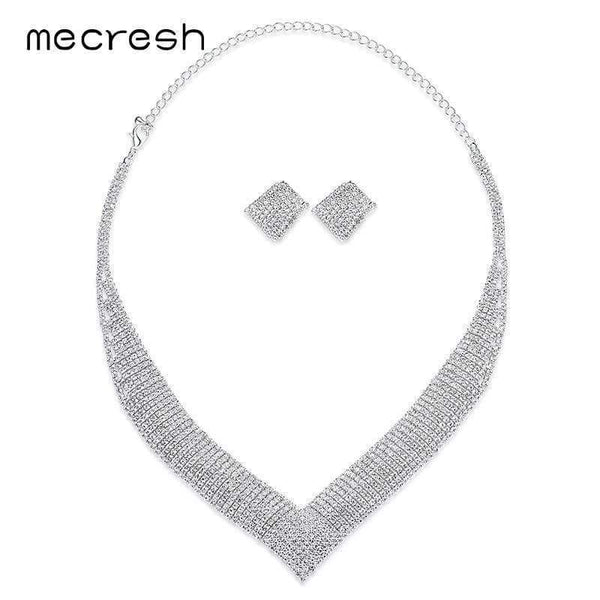 Planet Gates Mecresh Classic Crystal Wedding Jewelry Sets for Women Clear Geometric Rhinestone Necklace Set Bridal Engagement Jewelry MTL475