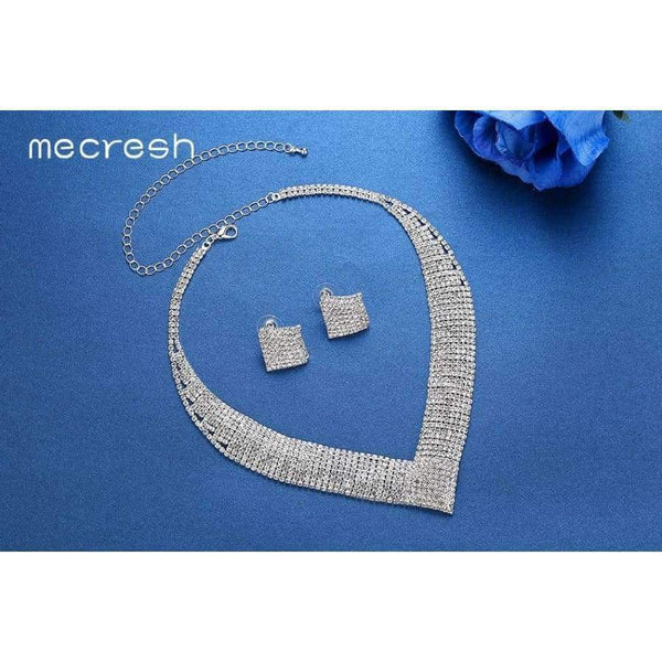 Planet Gates Mecresh Classic Crystal Wedding Jewelry Sets for Women Clear Geometric Rhinestone Necklace Set Bridal Engagement Jewelry MTL475