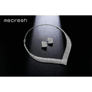 Planet Gates Mecresh Classic Crystal Wedding Jewelry Sets for Women Clear Geometric Rhinestone Necklace Set Bridal Engagement Jewelry MTL475