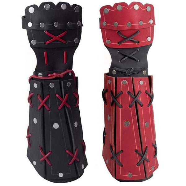 Planet Gates Medieval Samurai Leather Armor Bracer Long Gloves Men Cosplay Knight Gauntlet Lace Up Wristband Steampunk Accessories Vambraces