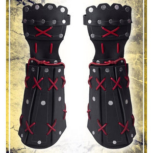 Planet Gates Medieval Samurai Leather Armor Bracer Long Gloves Men Cosplay Knight Gauntlet Lace Up Wristband Steampunk Accessories Vambraces