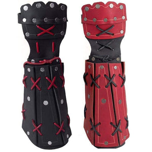 Planet Gates Medieval Samurai Leather Armor Bracer Long Gloves Men Cosplay Knight Gauntlet Lace Up Wristband Steampunk Accessories Vambraces