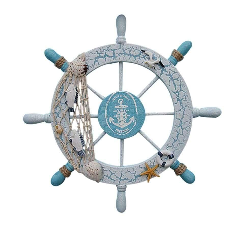 Planet Gates Mediterranean Style Wood Ship Wheel Wall Hanging Decoration Craft Ornamental Art Nautical Decor Vintage Home Decorative