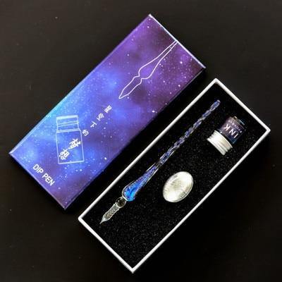 Planet Gates Medium set1 Creative Starry sky Glass Pen Gold Powder ink Pen Glass Dip Pen For Writing Fountain pen set