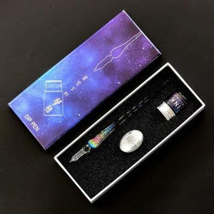 Planet Gates Medium set2 Creative Starry sky Glass Pen Gold Powder ink Pen Glass Dip Pen For Writing Fountain pen set