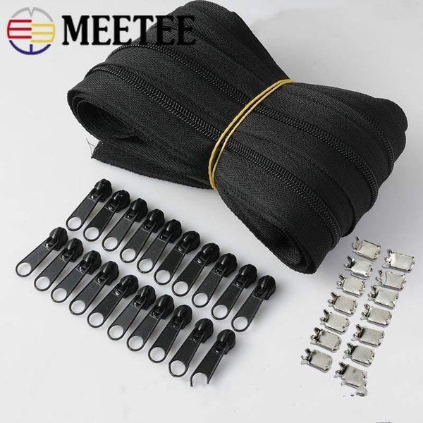 Planet Gates Meetee 10/20M Nylon 3# Coil Zipper With Slider & Stopper For Quilt Bags Tent Invisible Clothing Zip Sewing Crafts Accessories